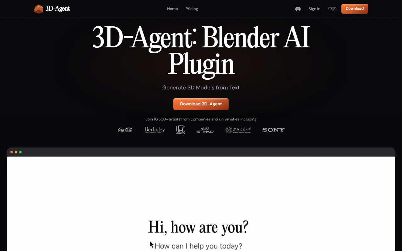 3D-Agent homepage screenshot