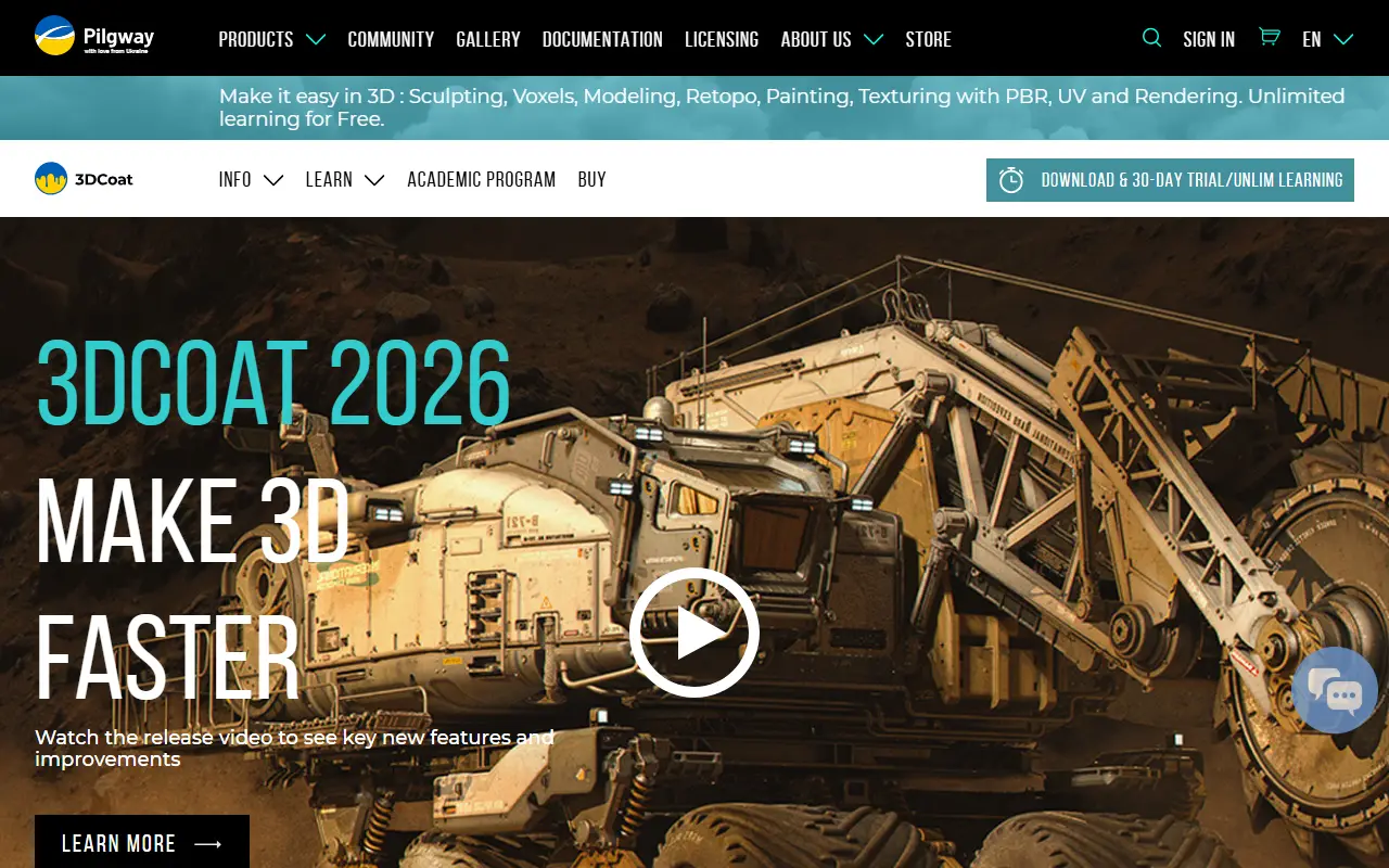 3D-Coat homepage screenshot