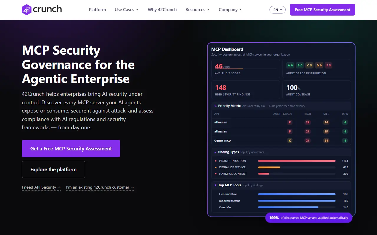 42Crunch homepage screenshot