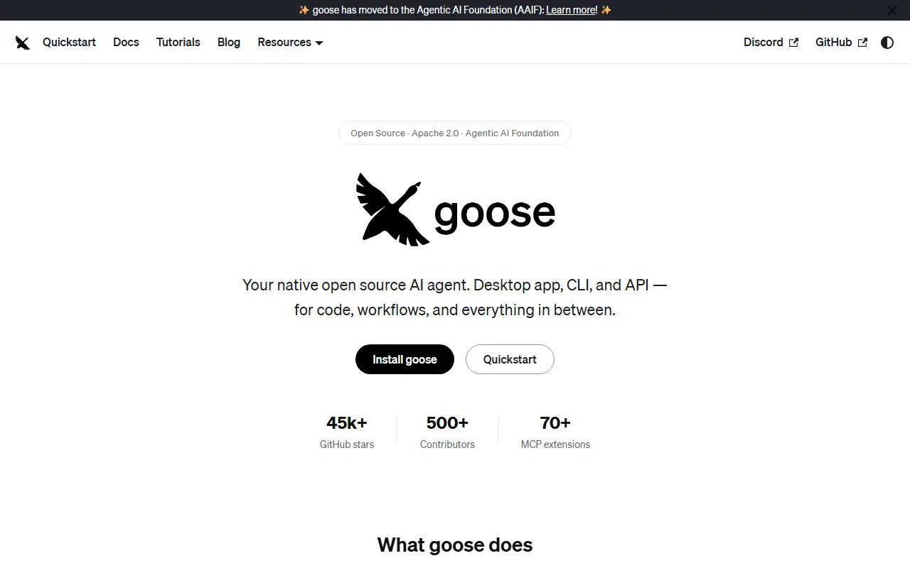 Goose homepage screenshot