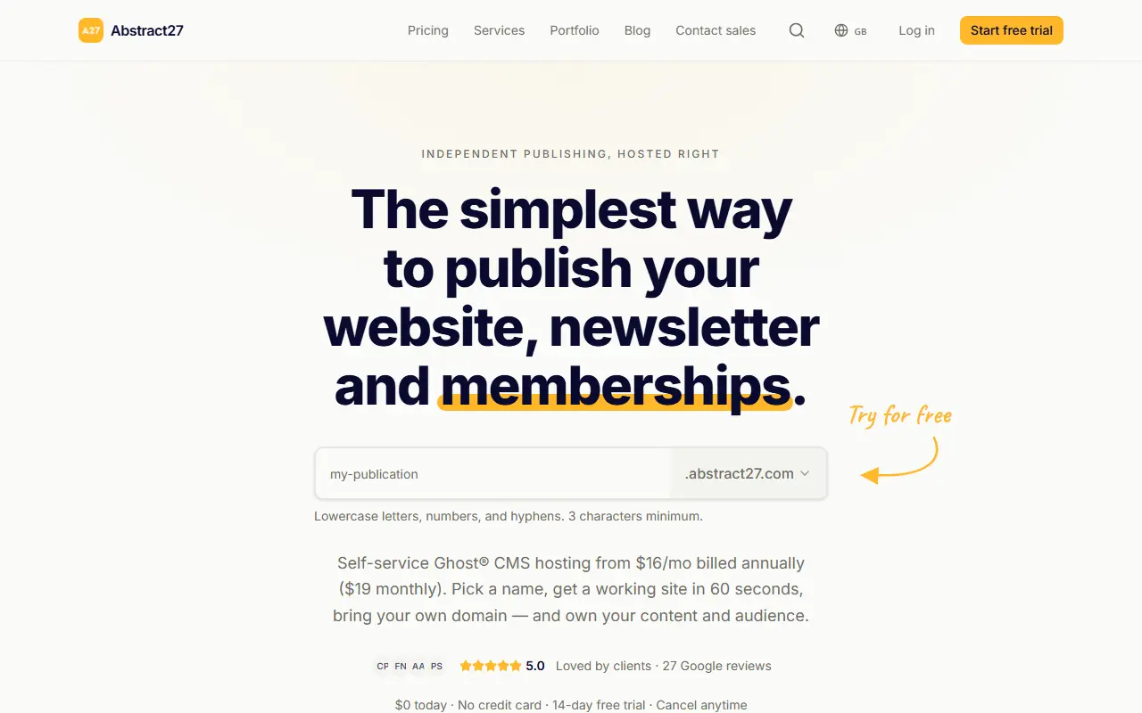 Abstract27 homepage screenshot