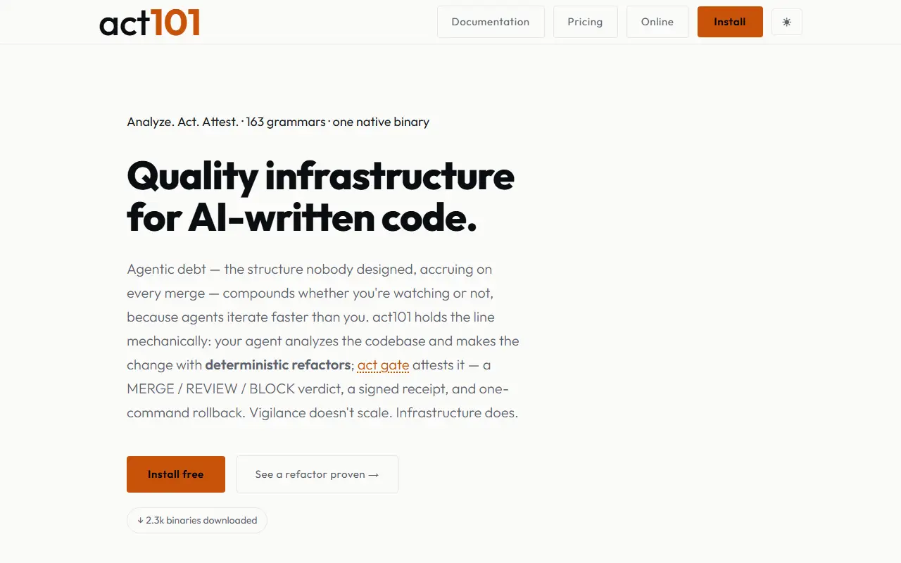 act101 homepage screenshot