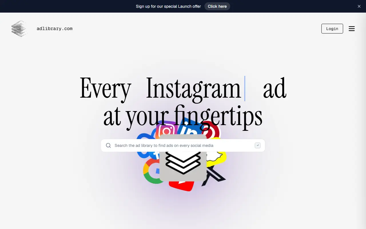 AdLibrary homepage screenshot