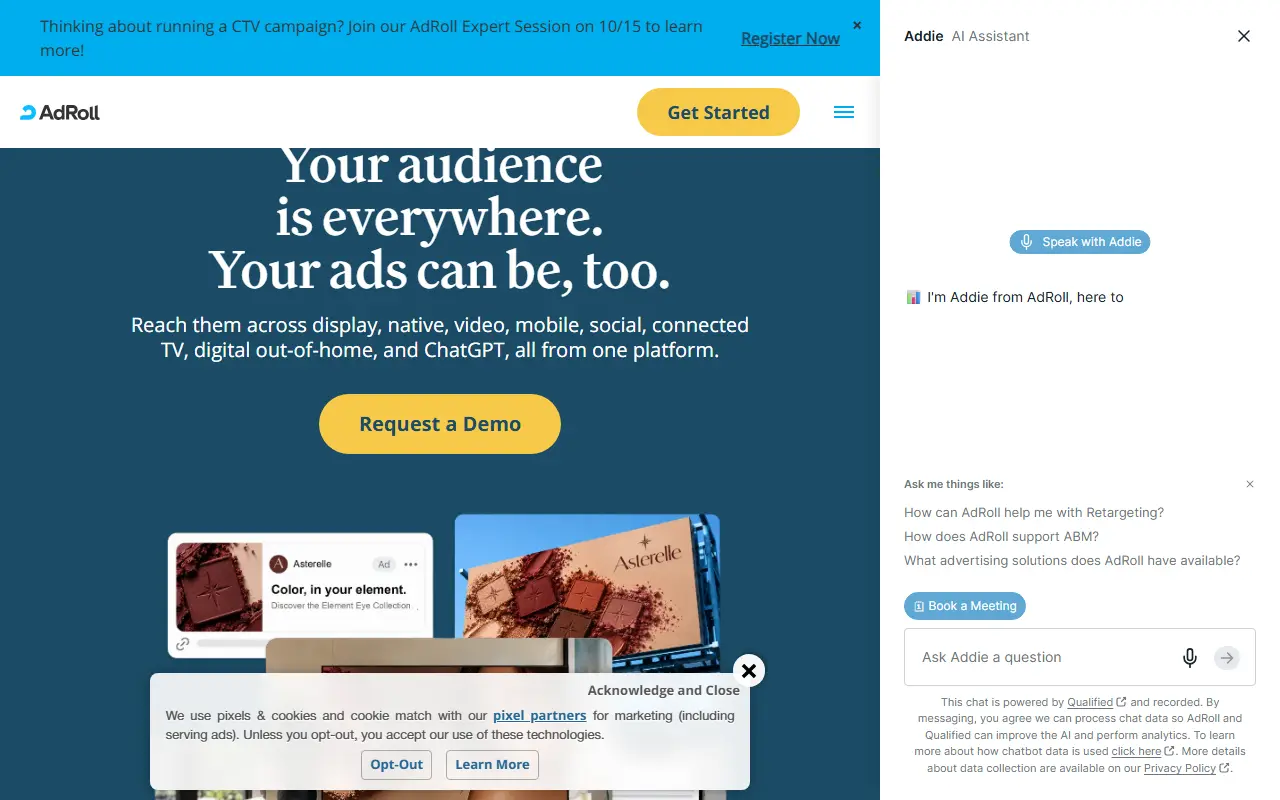AdRoll homepage screenshot