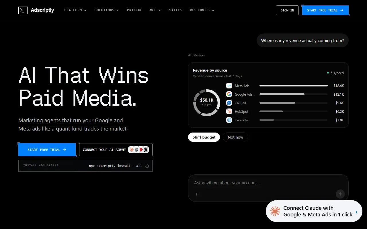 Adscriptly homepage screenshot