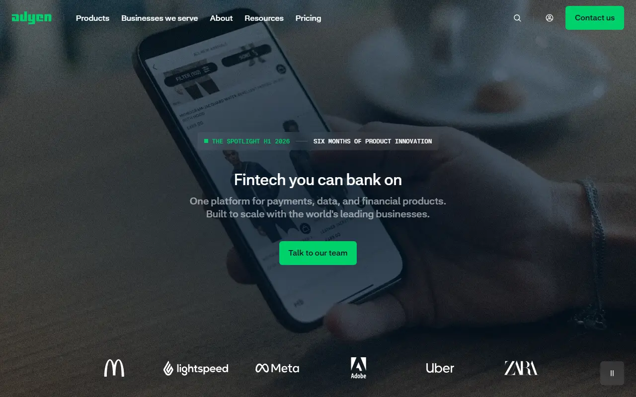 Adyen homepage screenshot