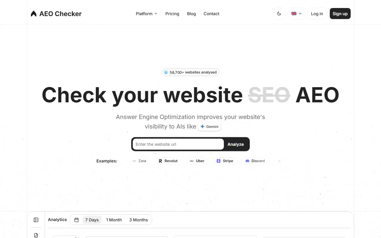 AEO Checker homepage screenshot