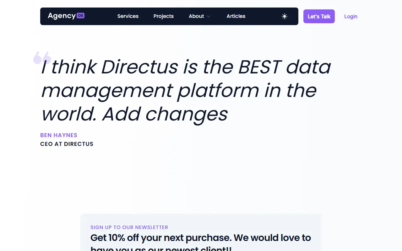 AgencyOS homepage screenshot