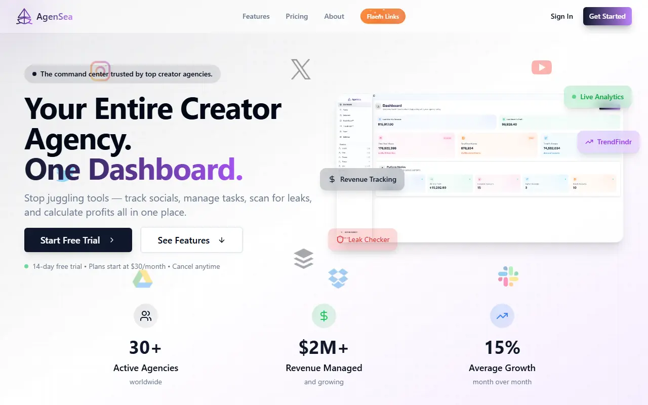 AgenSea homepage screenshot