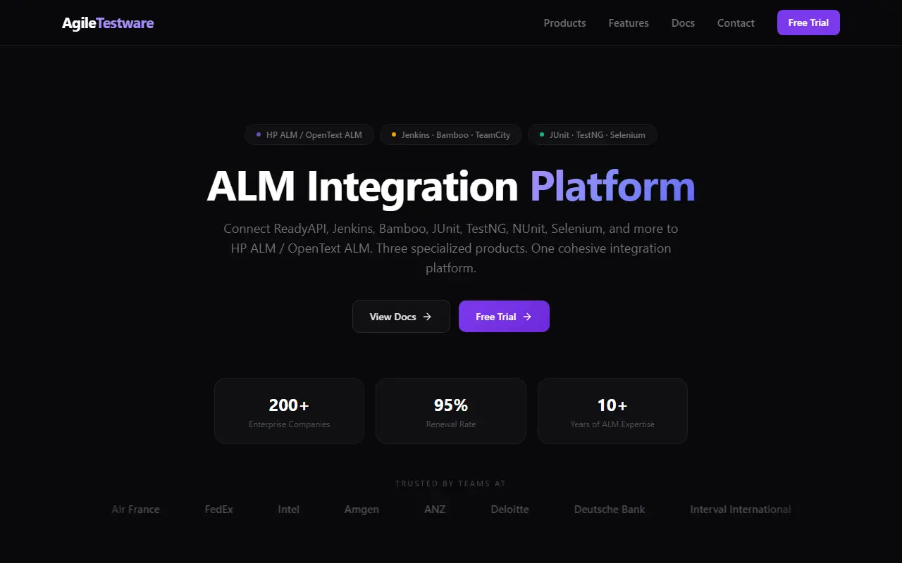 Agiletestware homepage screenshot