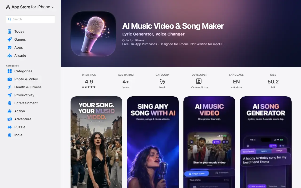 AI Cover Music Video homepage screenshot