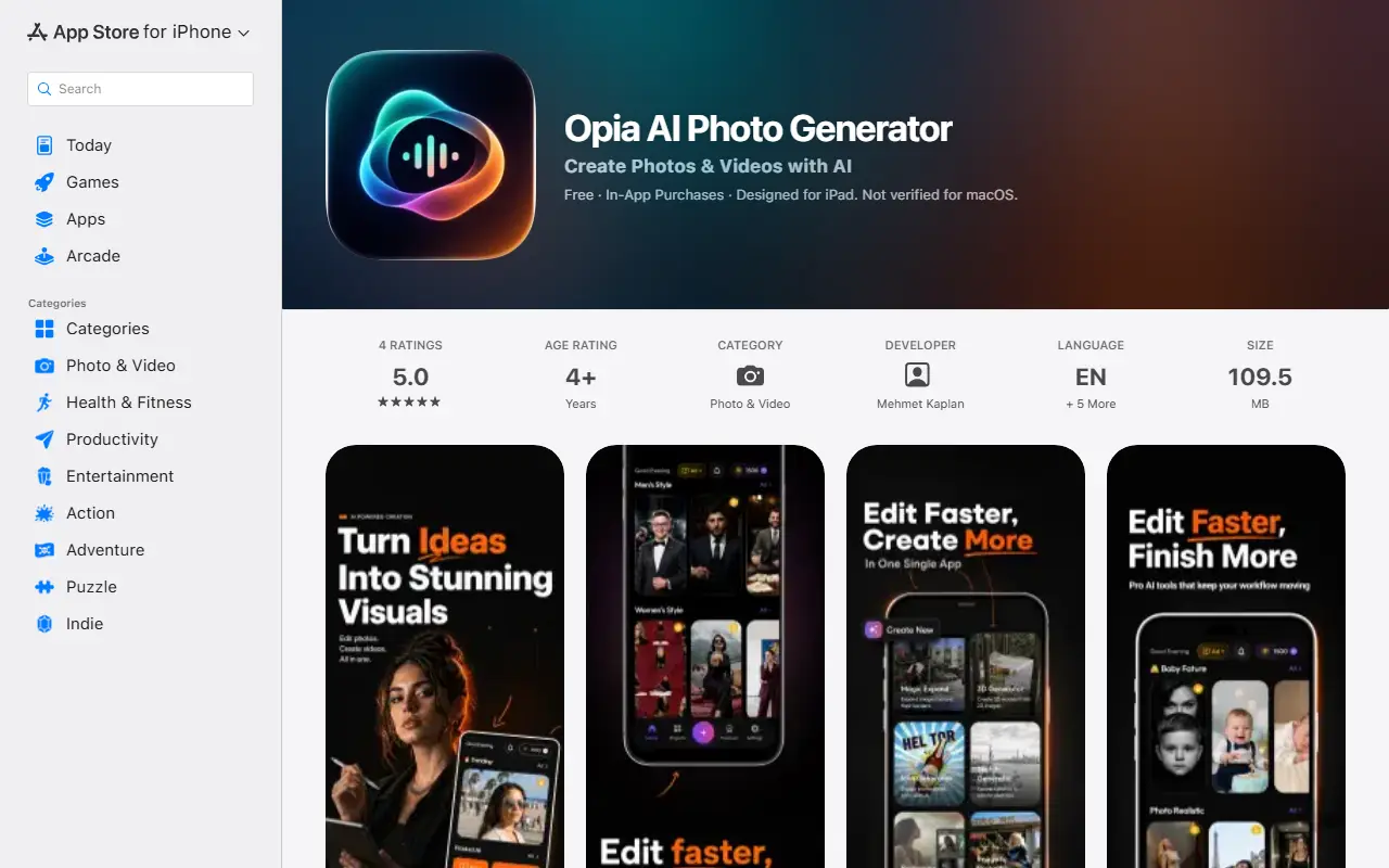 AI Editor: Photo & Video homepage screenshot