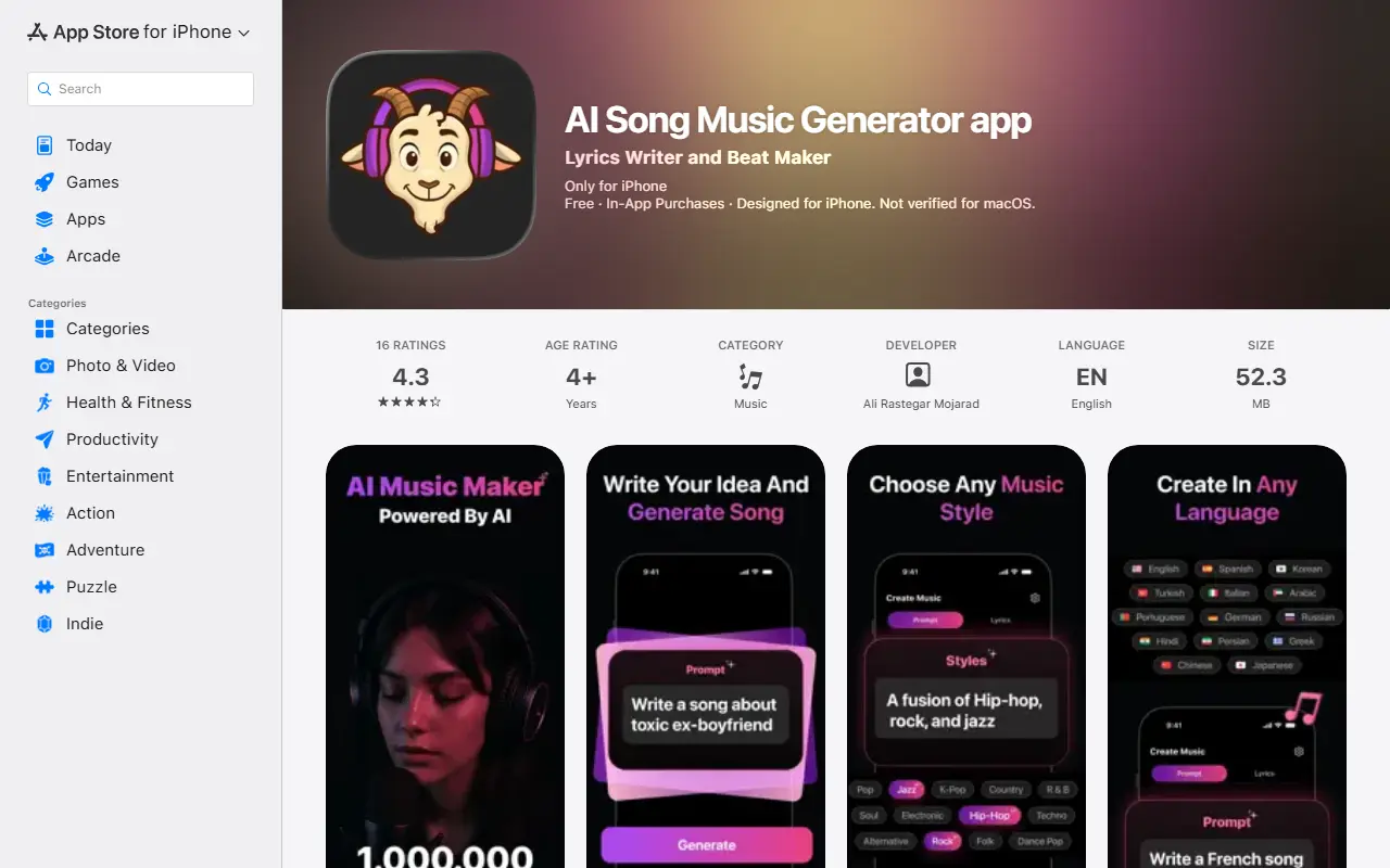 AI Music Maker - Muzify homepage screenshot