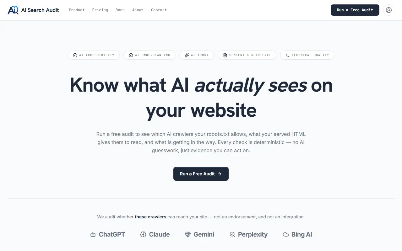 AI Search Audit homepage screenshot