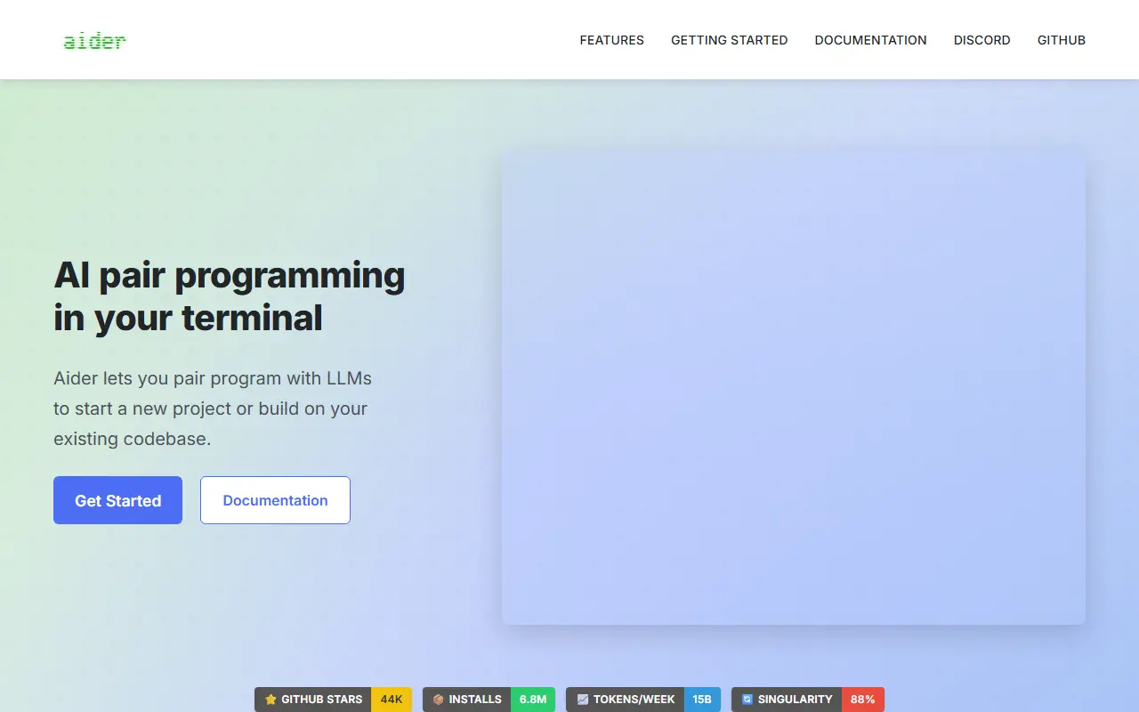 Aider homepage screenshot