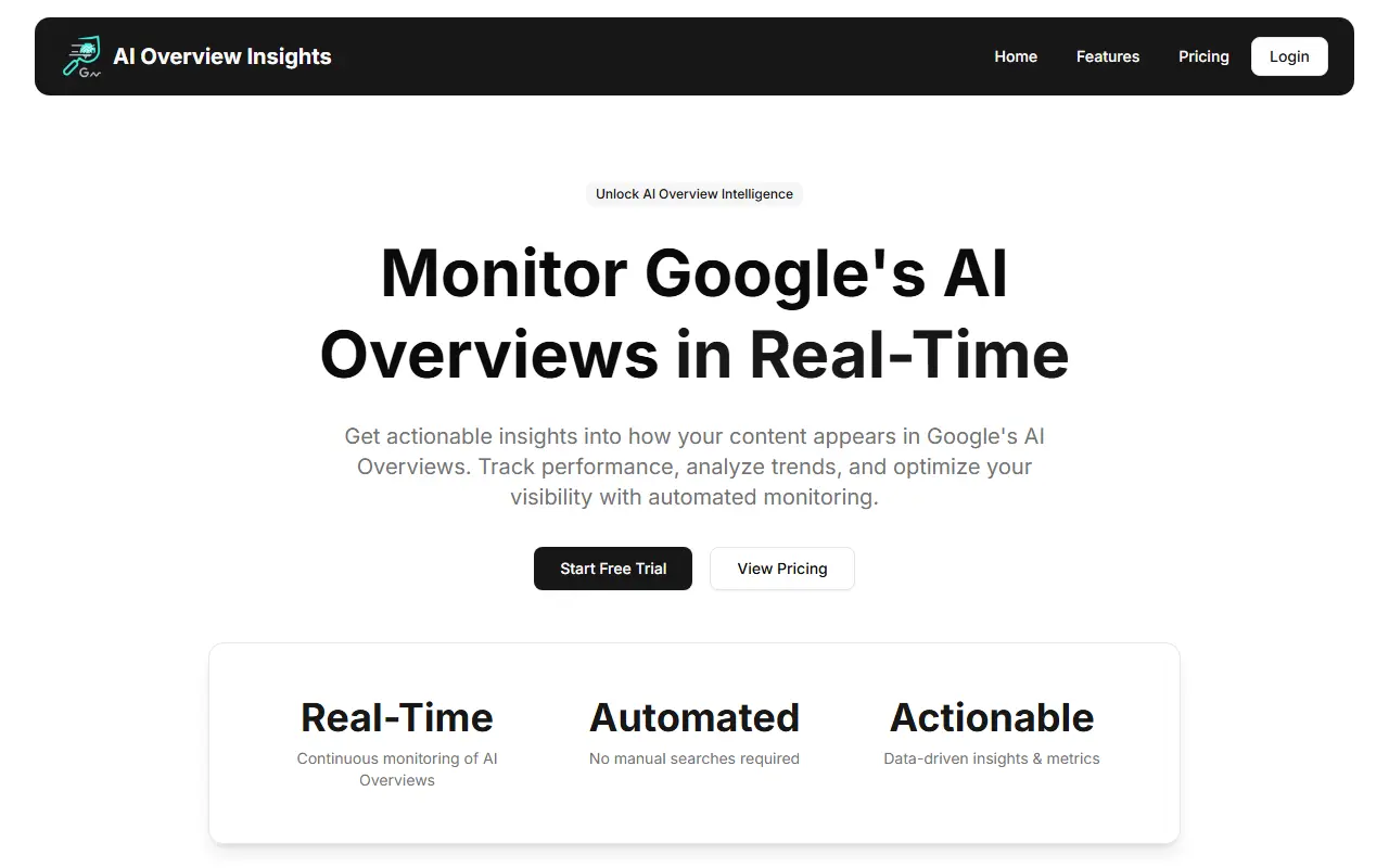 AIO Insights homepage screenshot