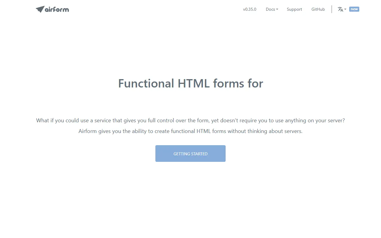 Airform homepage screenshot
