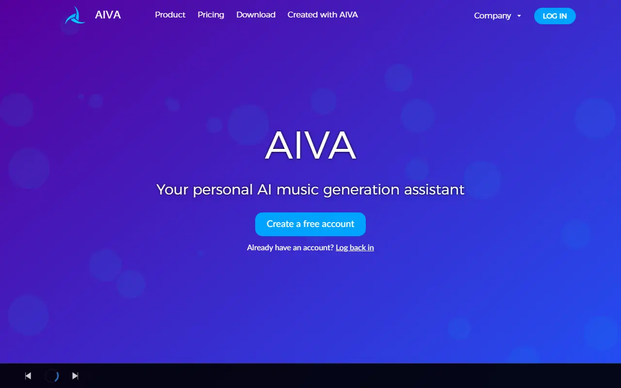 AIVA homepage screenshot