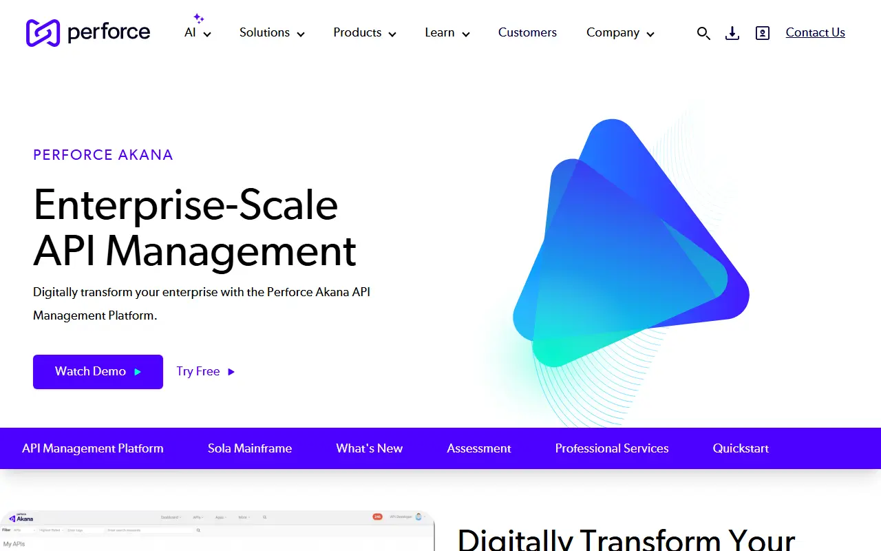 Akana API Management homepage screenshot