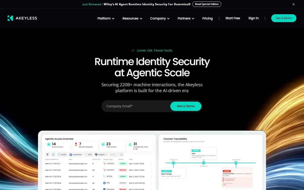 Akeyless homepage screenshot