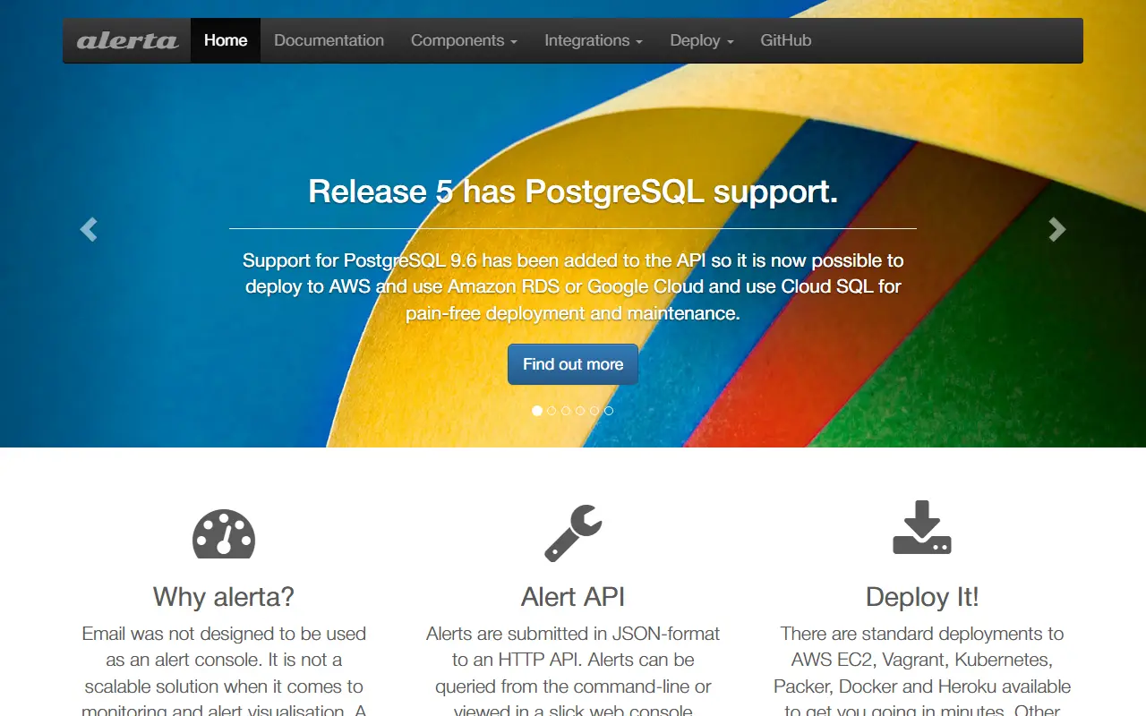 Alerta homepage screenshot