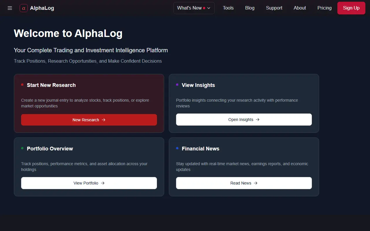 Alphalog homepage screenshot