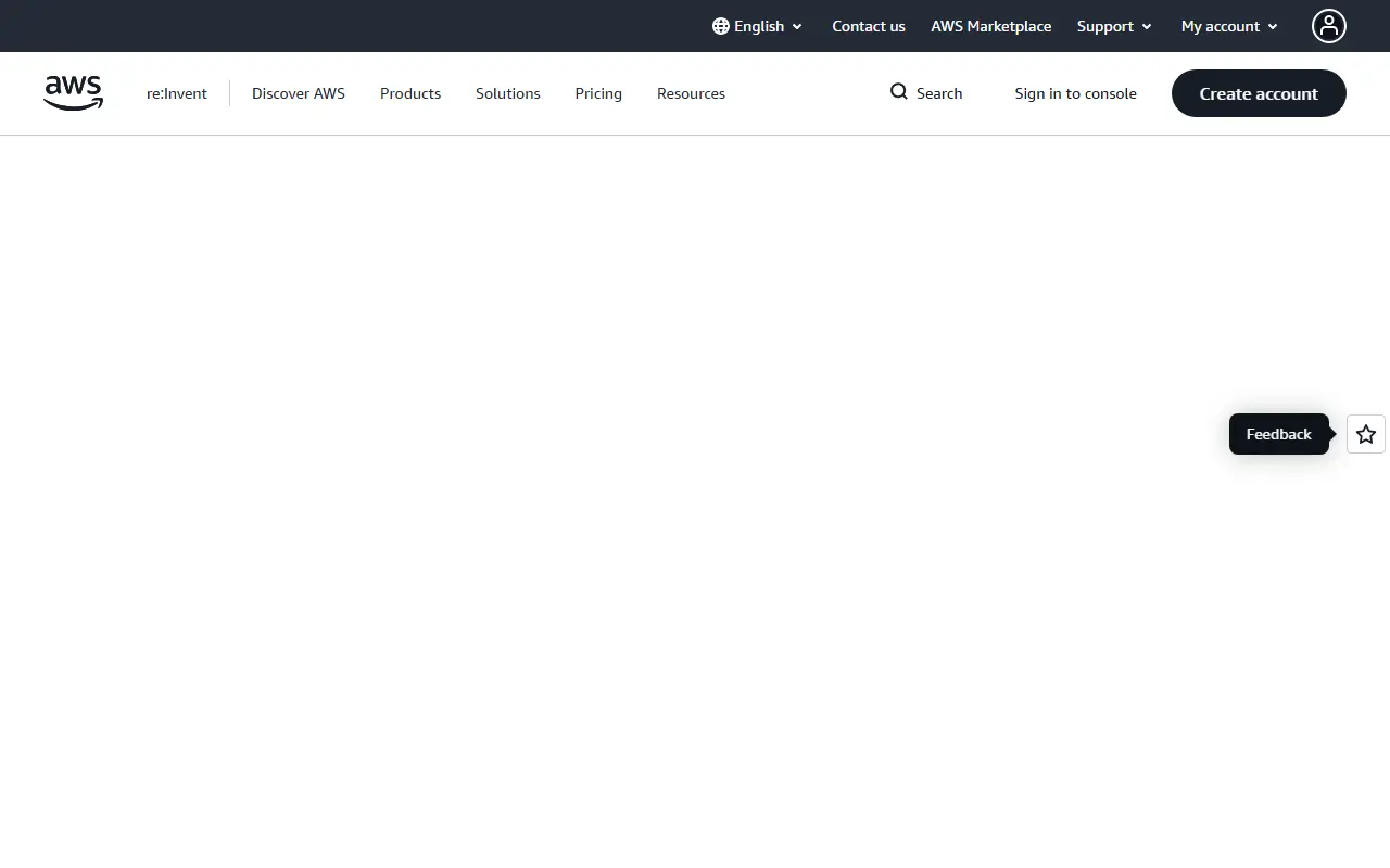 Amazon Web Services homepage screenshot