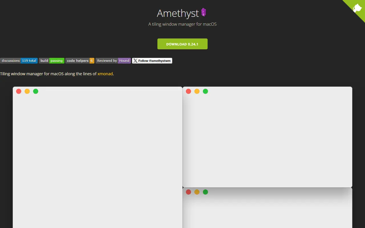 Amethyst homepage screenshot
