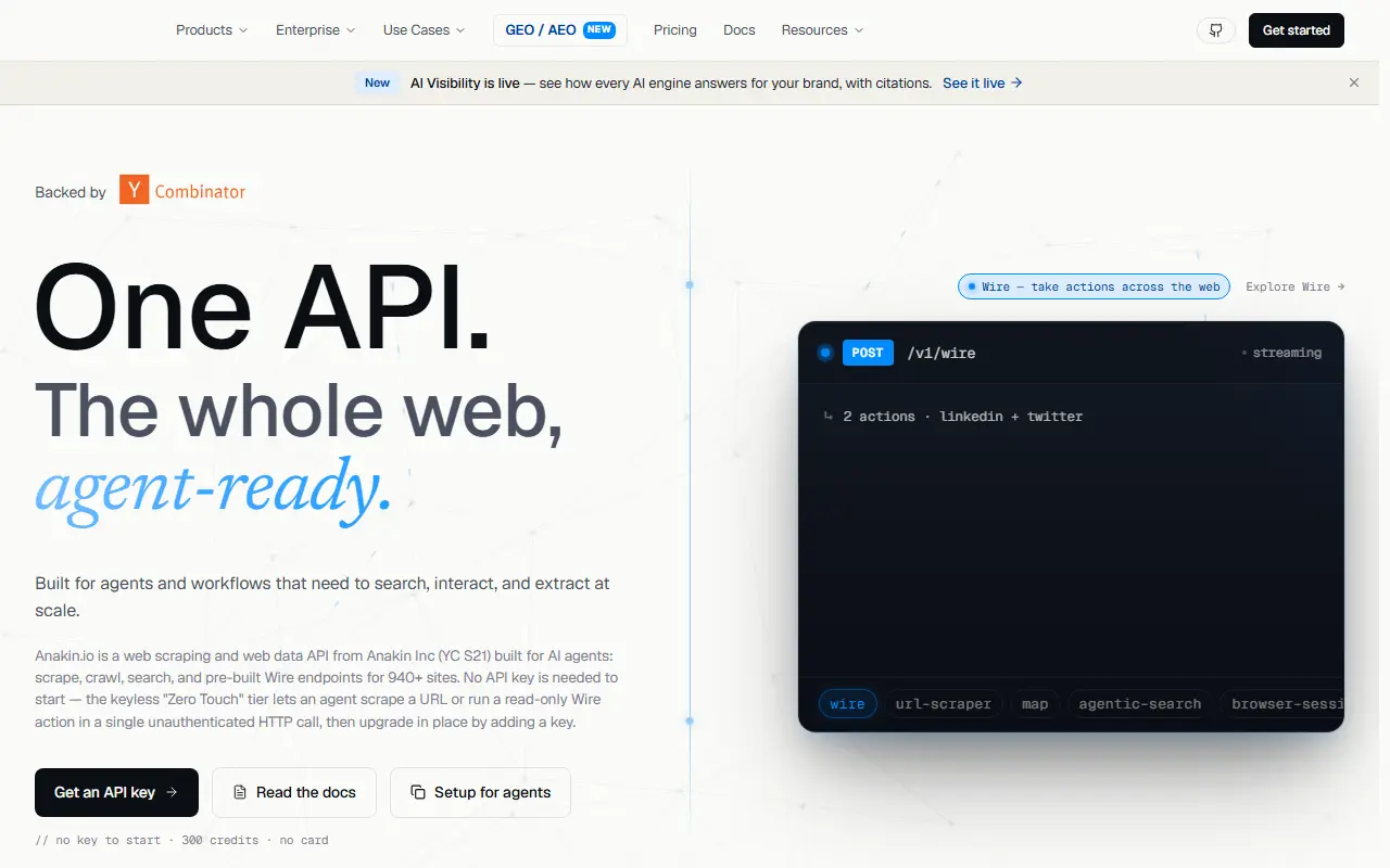 Anakin homepage screenshot