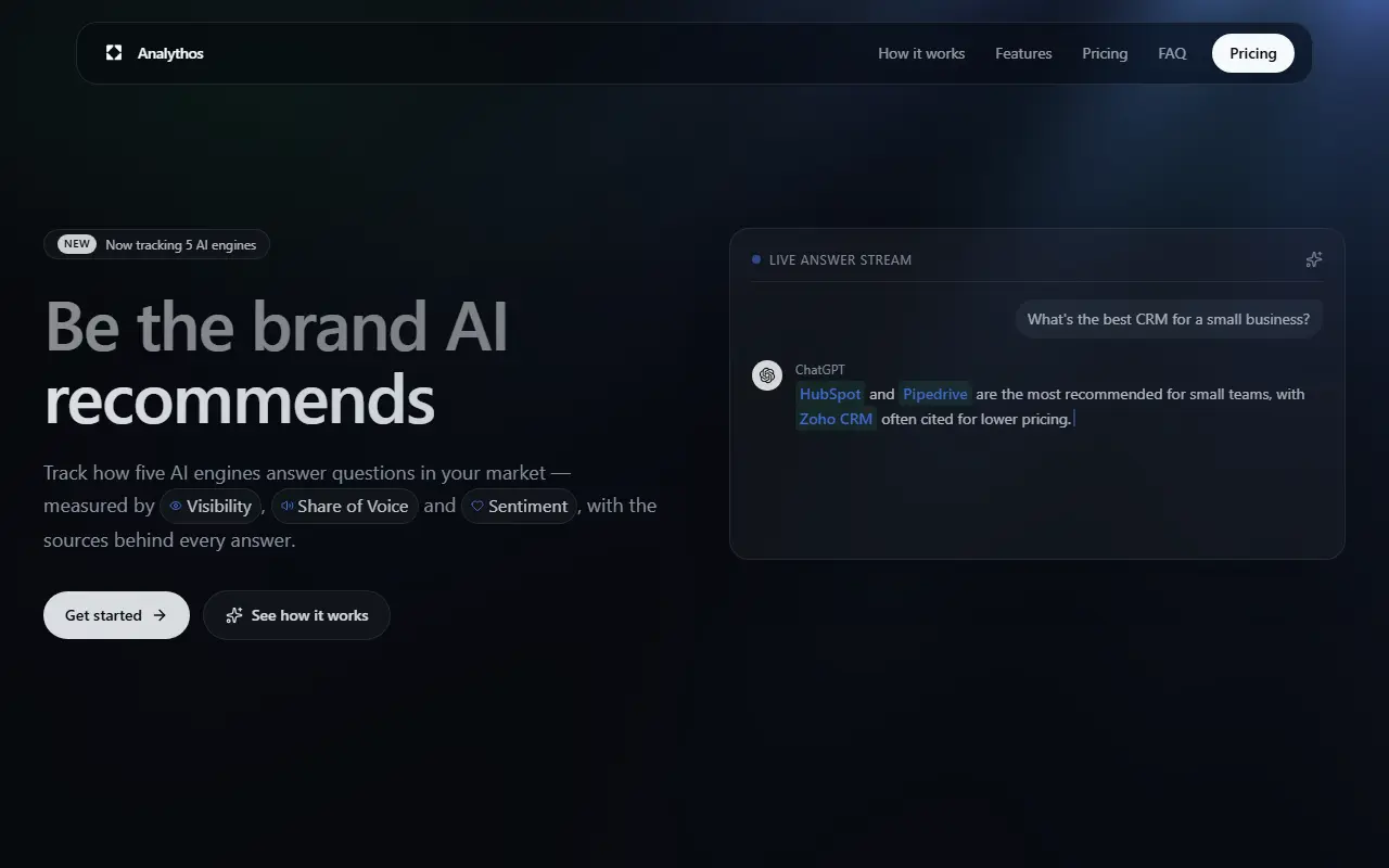 Analythos homepage screenshot