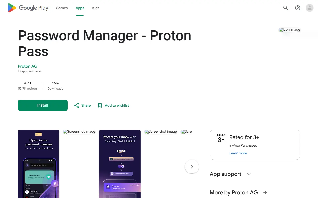 Proton Pass Android homepage screenshot