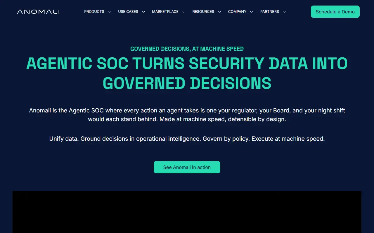 Anomali homepage screenshot