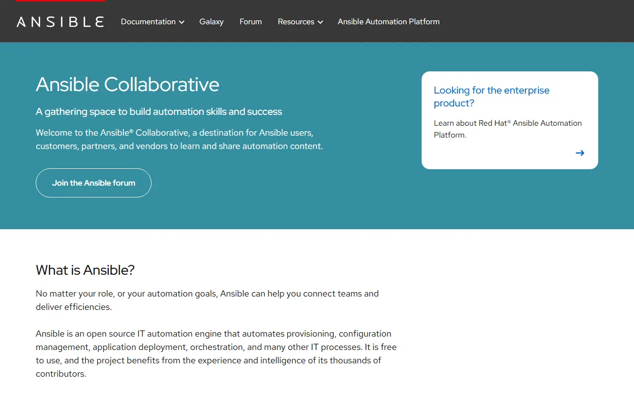 Ansible homepage screenshot