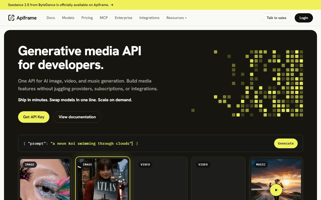 Apiframe homepage screenshot