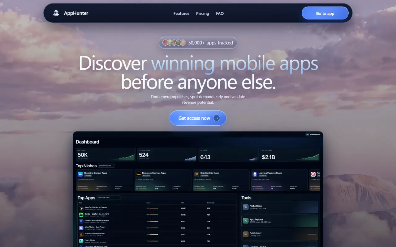 apphunter.ai homepage screenshot