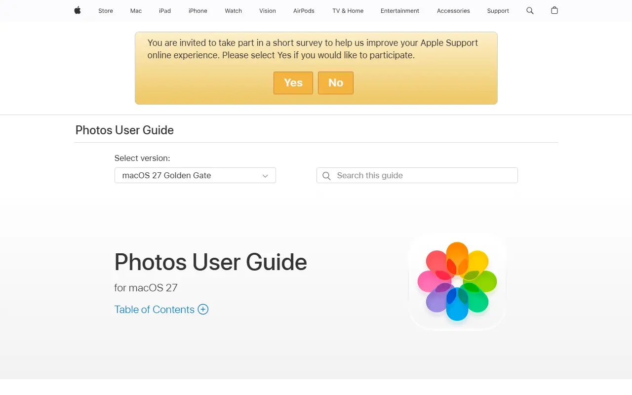 Apple Photos homepage screenshot