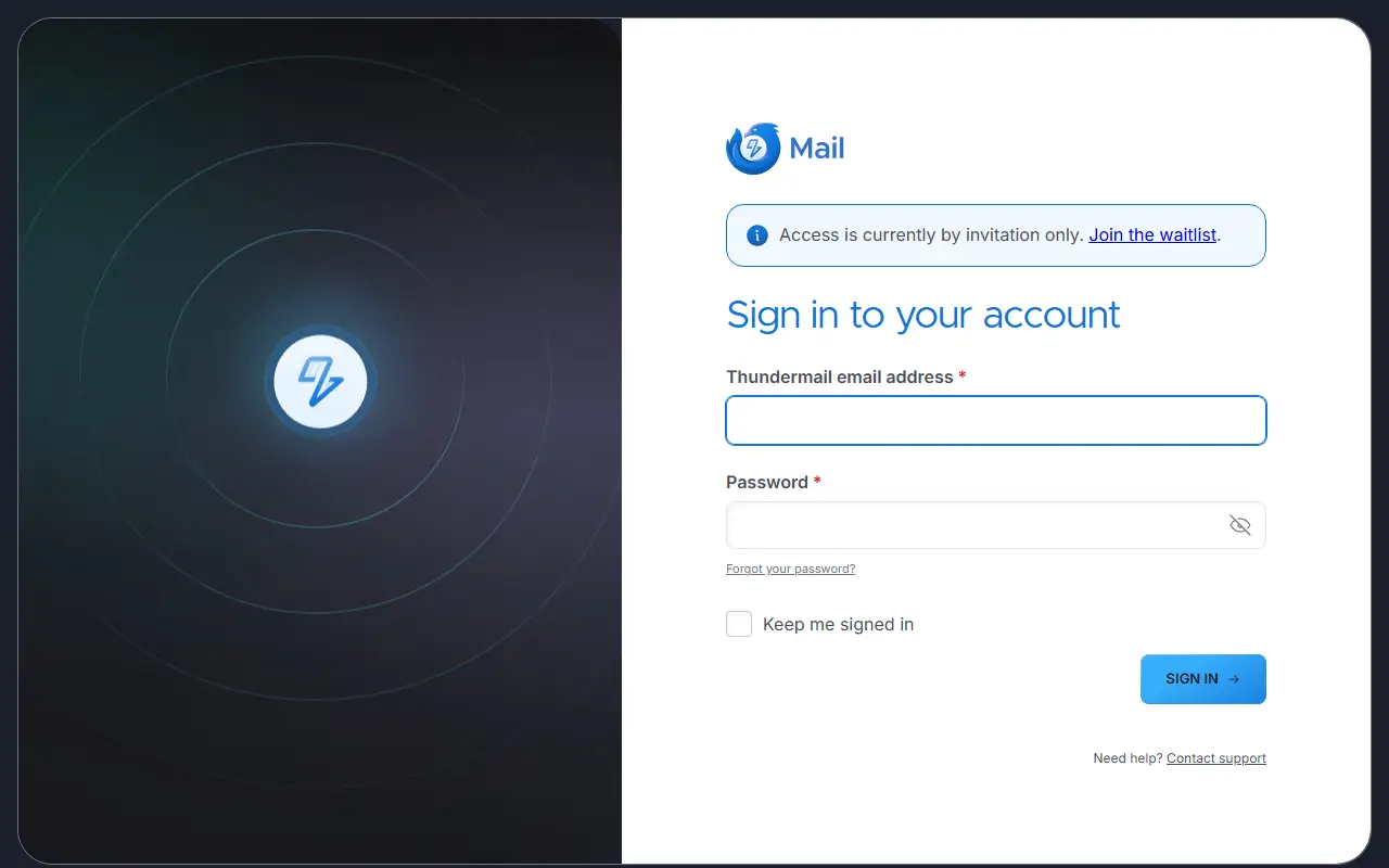 Thunderbird Appointment homepage screenshot