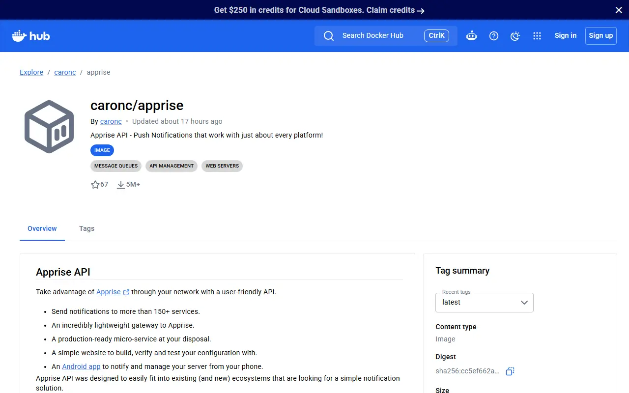 Apprise homepage screenshot