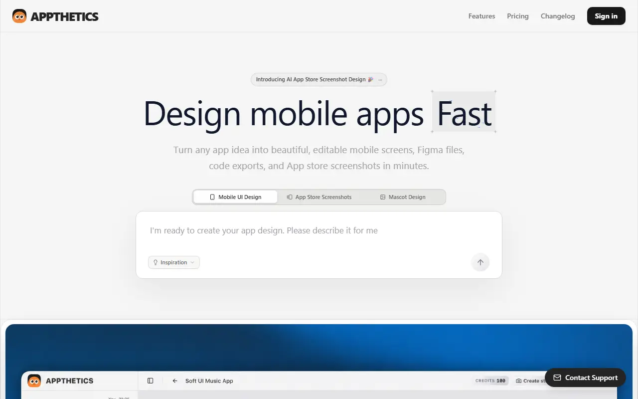 Appthetics homepage screenshot
