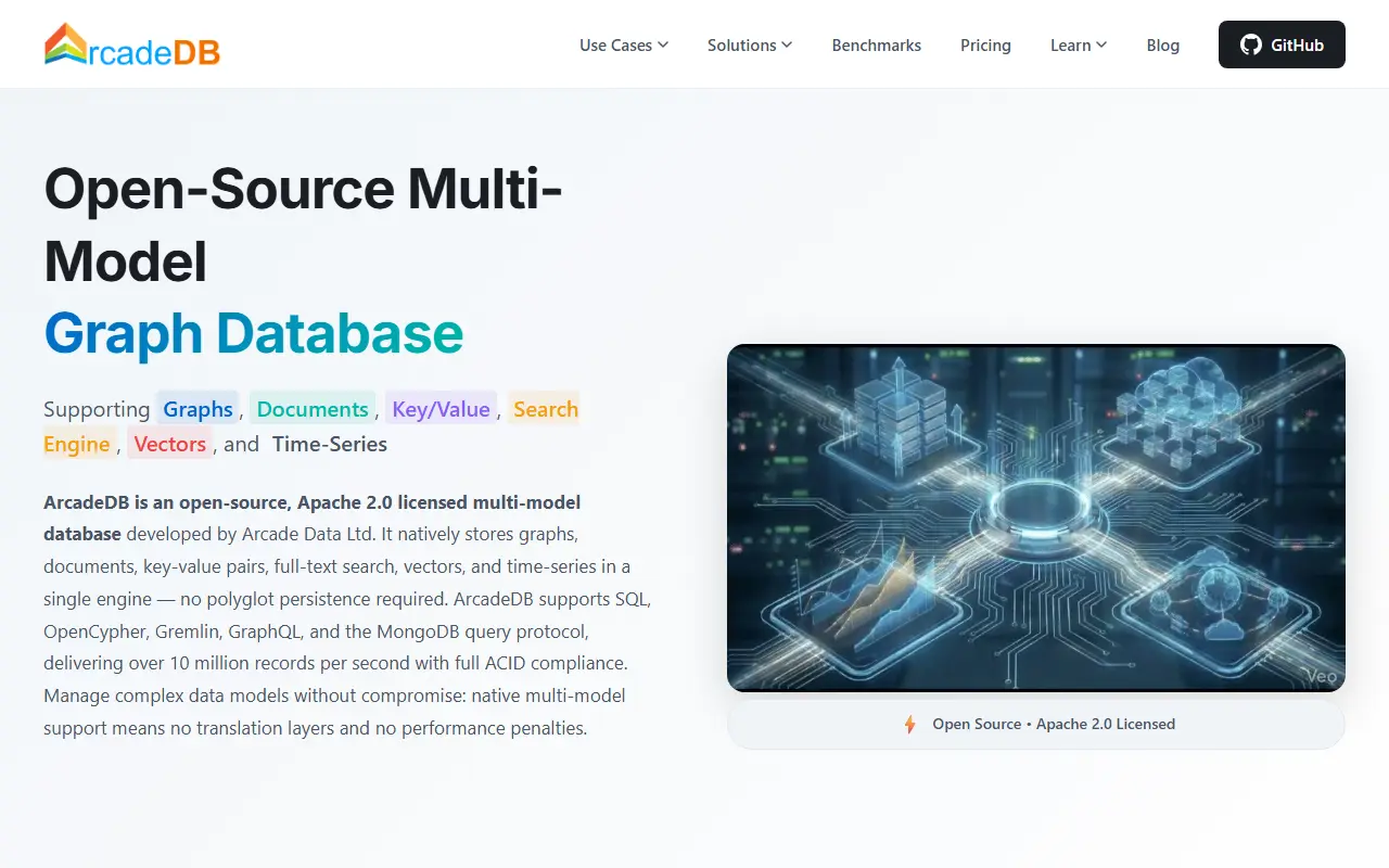 ArcadeDB homepage screenshot
