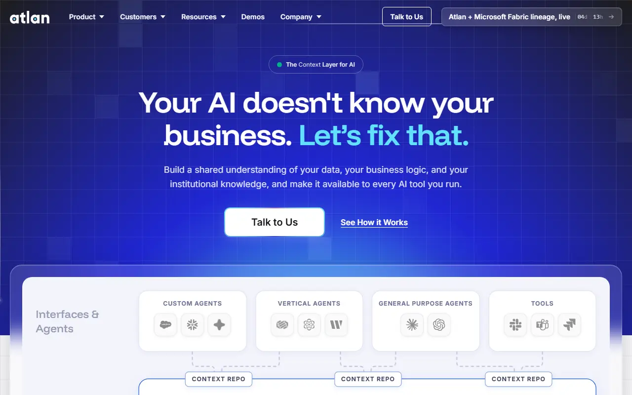Atlan homepage screenshot