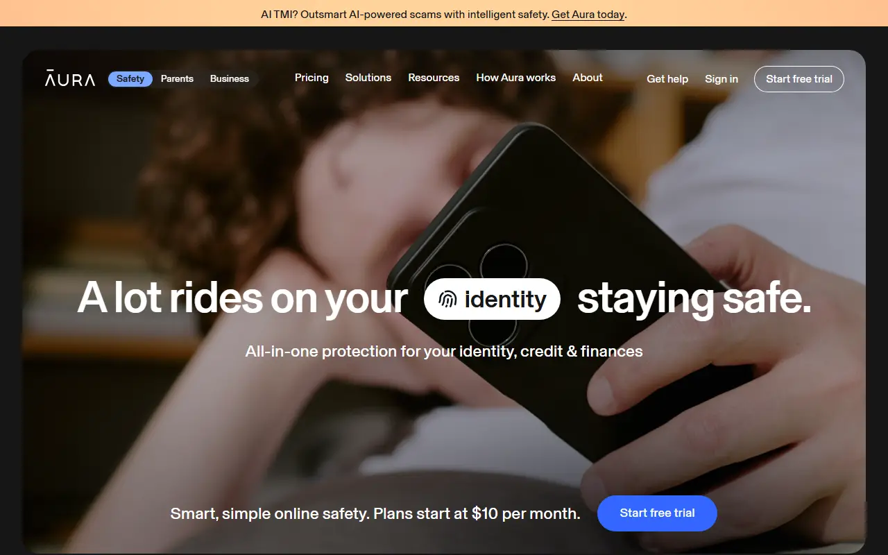 Aura homepage screenshot