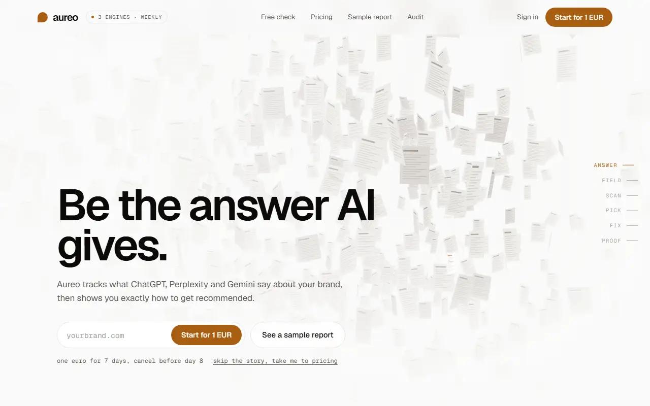 Aureo homepage screenshot