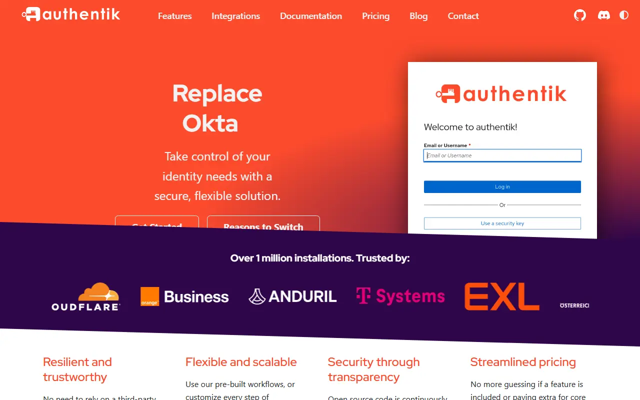 Authentik homepage screenshot