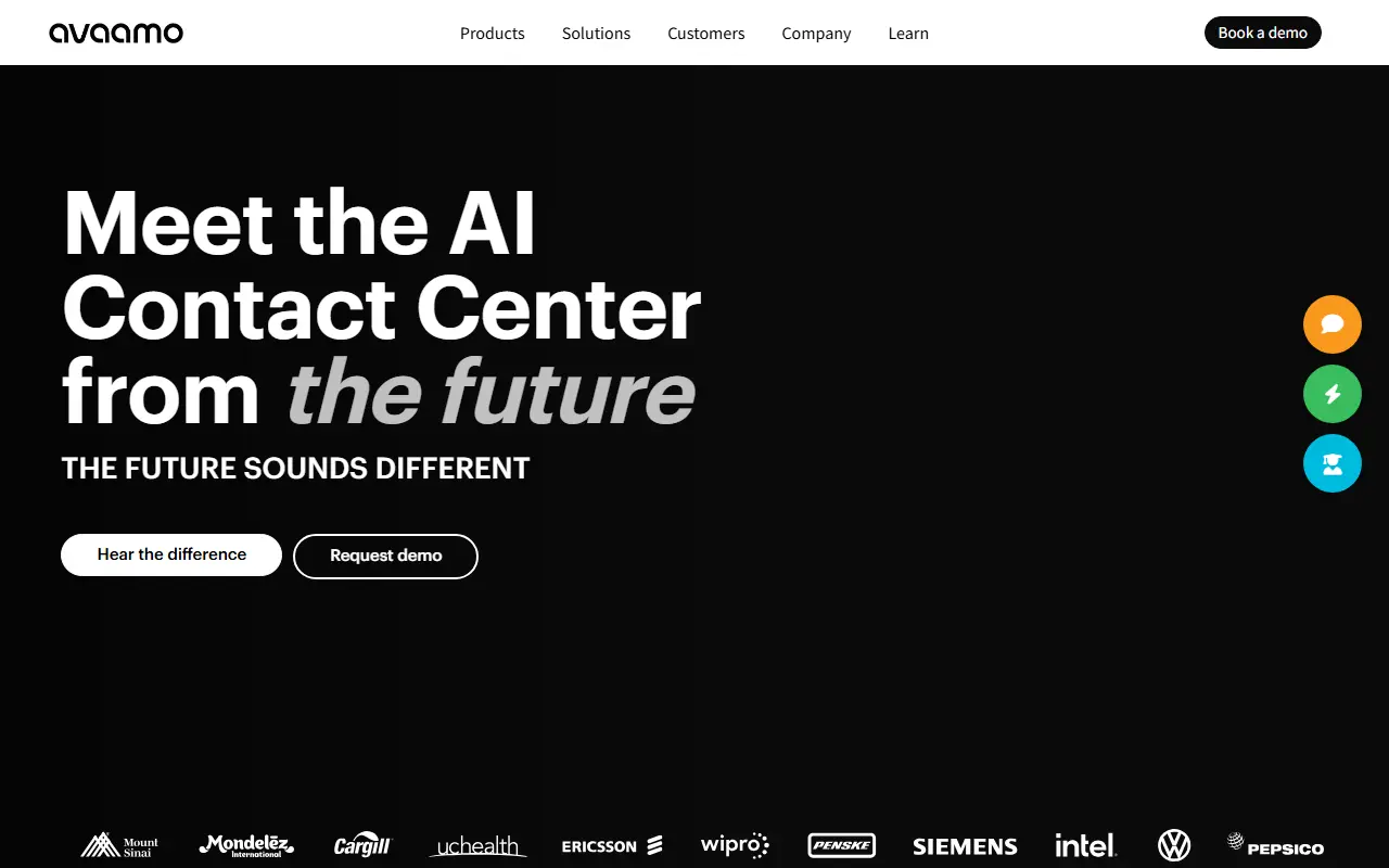 Avaamo homepage screenshot