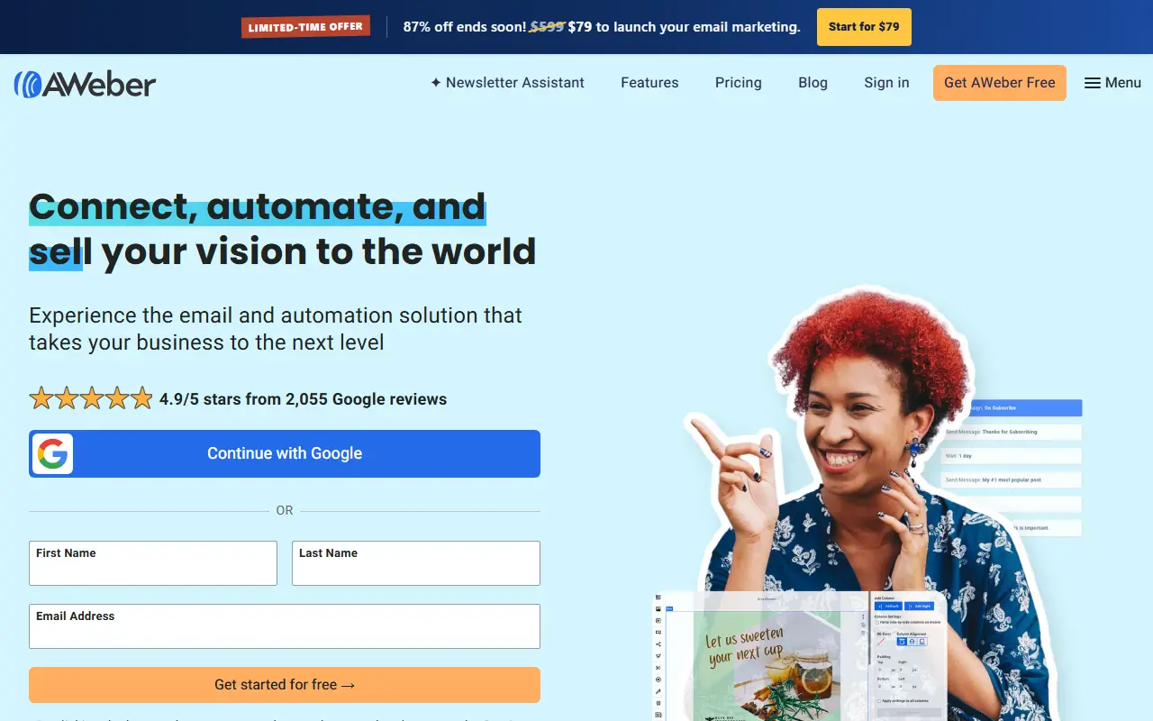 AWeber homepage screenshot