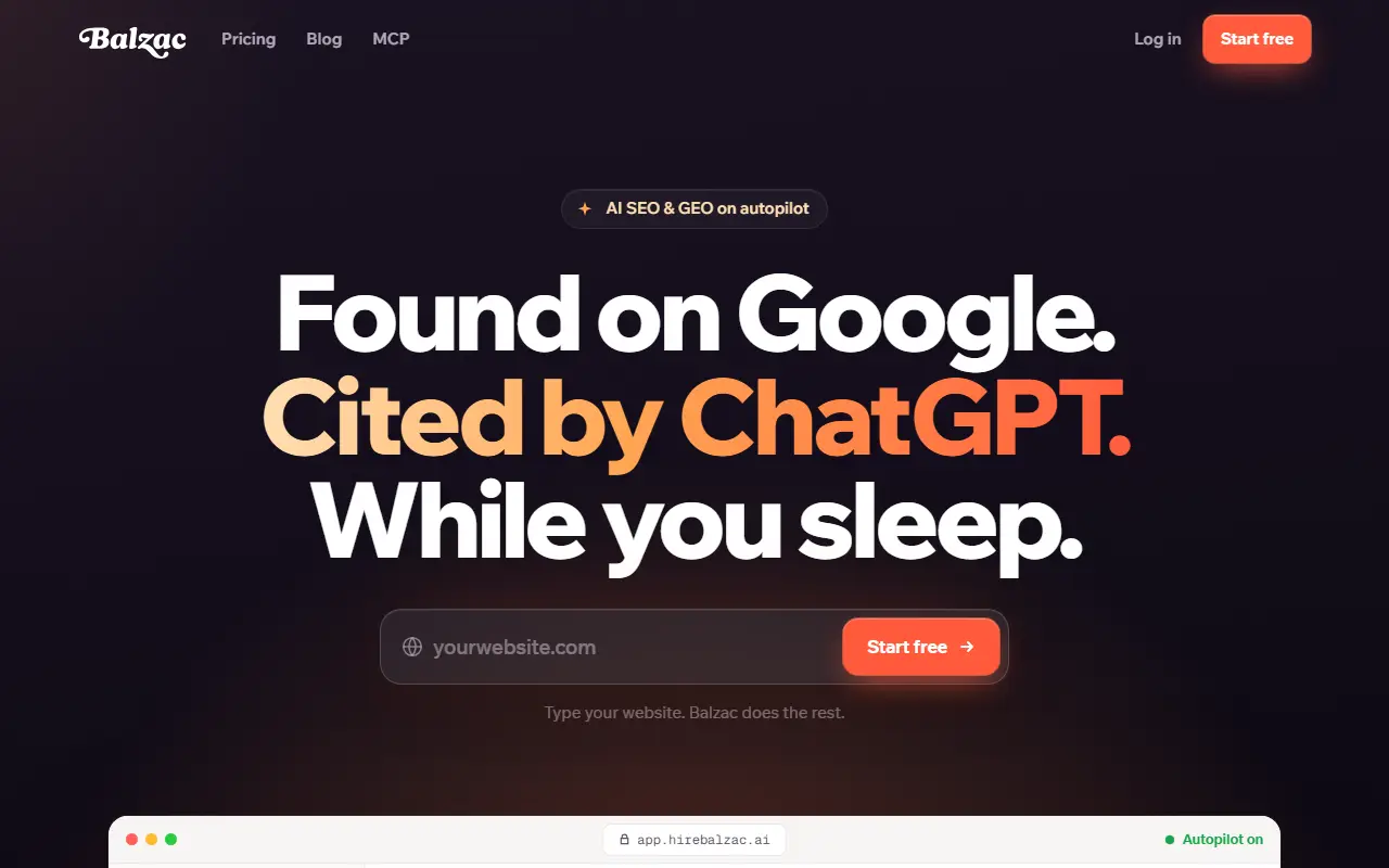 Balzac AI homepage screenshot