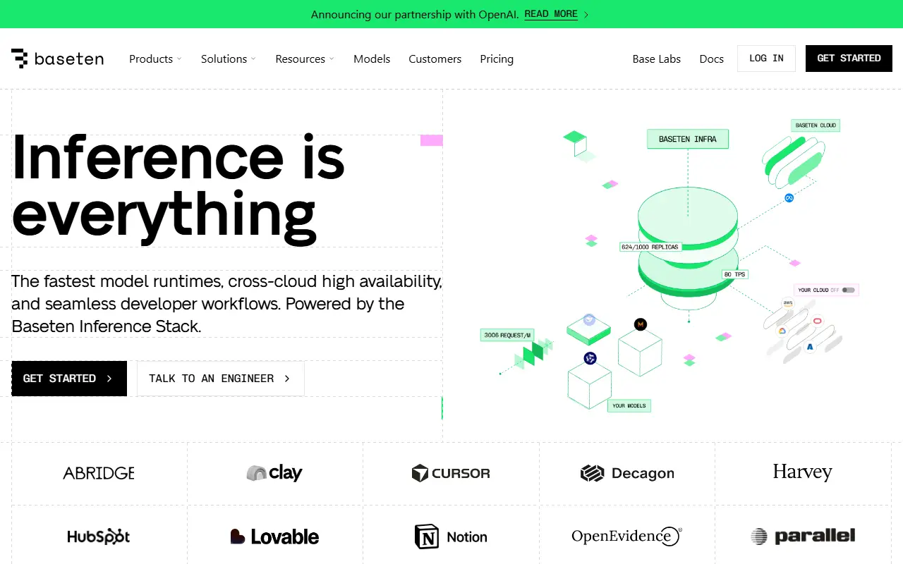 Baseten homepage screenshot