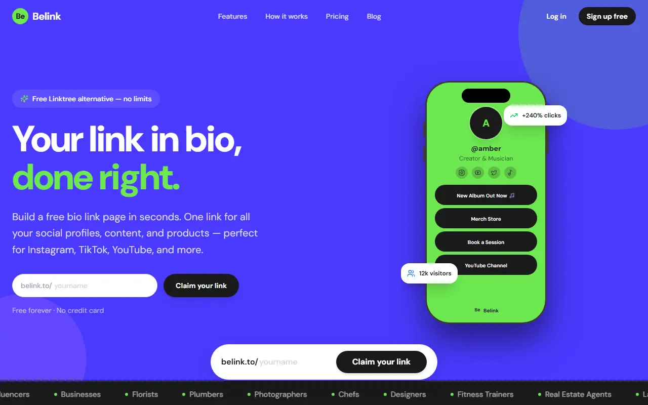 Belink homepage screenshot