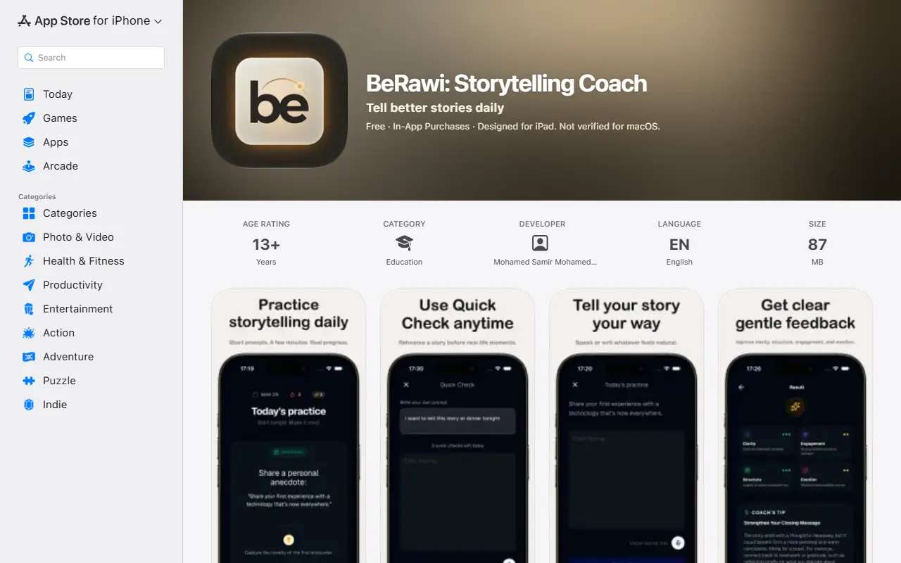 BeRawi homepage screenshot